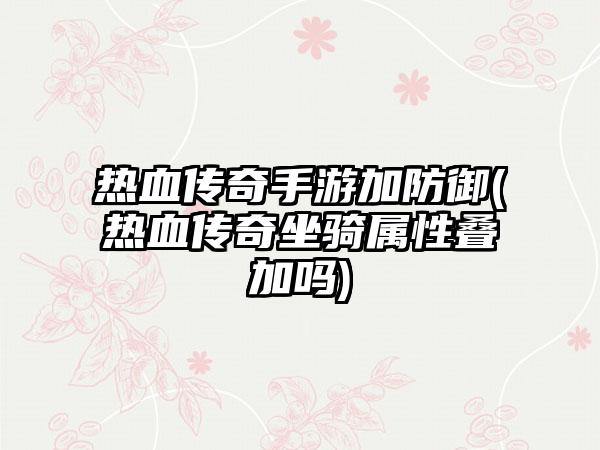 热血传奇手游加防御(热血传奇坐骑属性叠加吗)