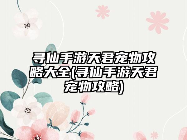 寻仙手游天君宠物攻略大全(寻仙手游天君宠物攻略)