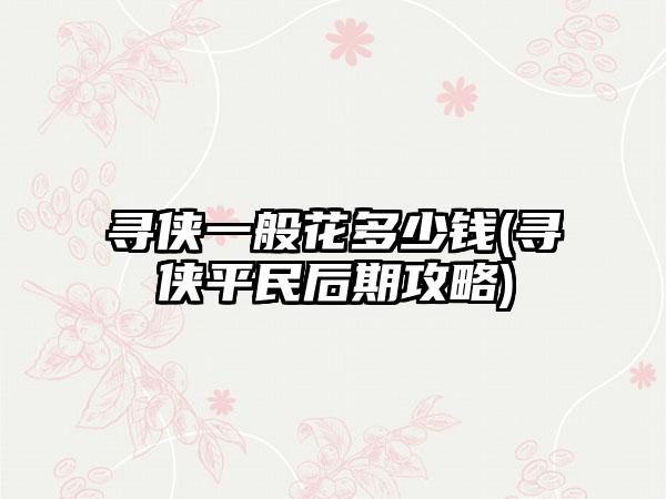 寻侠一般花多少钱(寻侠平民后期攻略)
