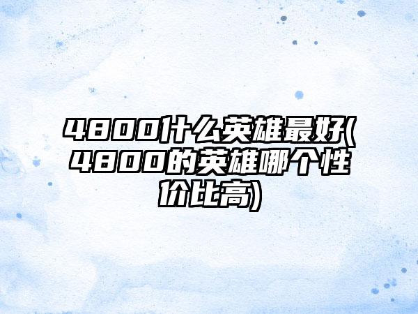 4800什么英雄最好(4800的英雄哪个性价比高)