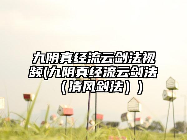 九阴真经流云剑法视频(九阴真经流云剑法（清风剑法）)