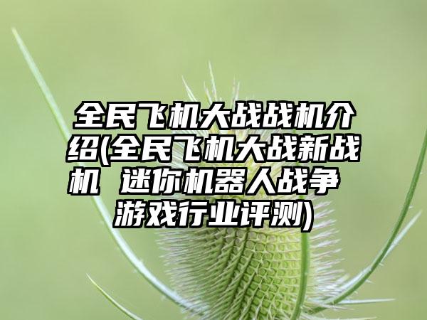 全民飞机大战战机介绍(全民飞机大战新战机 迷你机器人战争 游戏行业评测)