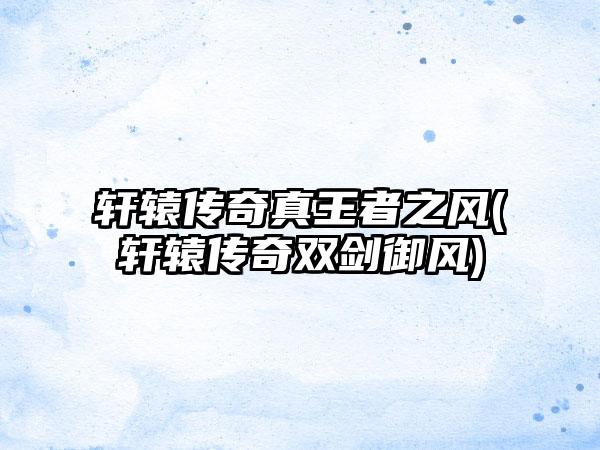 轩辕传奇真王者之风(轩辕传奇双剑御风)