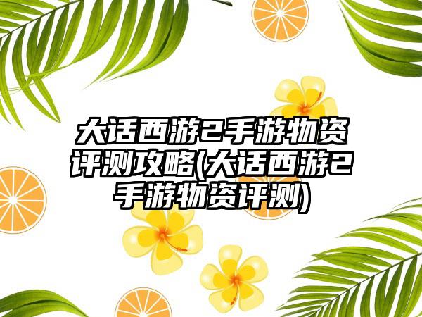 大话西游2手游物资评测攻略(大话西游2手游物资评测)
