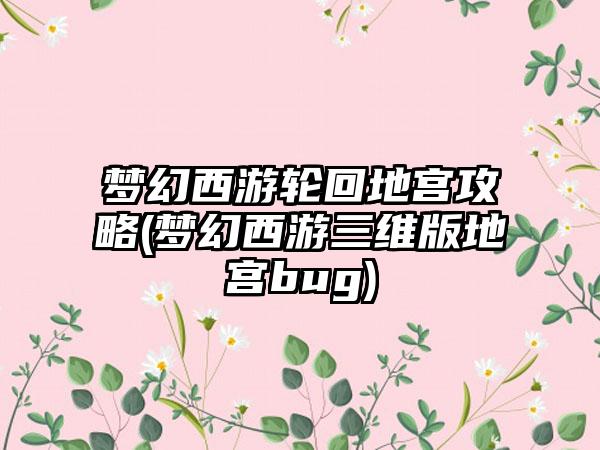 梦幻西游轮回地宫攻略(梦幻西游三维版地宫bug)