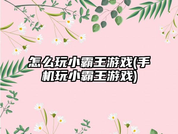 怎么玩小霸王游戏(手机玩小霸王游戏)
