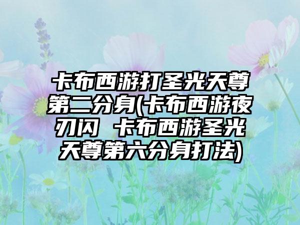 卡布西游打圣光天尊第二分身(卡布西游夜刃闪 卡布西游圣光天尊第六分身打法)