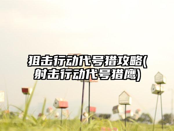 狙击行动代号猎攻略(射击行动代号猎鹰)