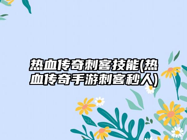 热血传奇刺客技能(热血传奇手游刺客秒人)