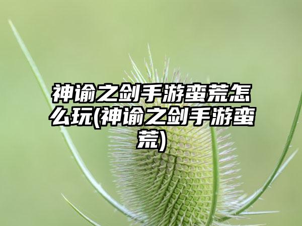神谕之剑手游蛮荒怎么玩(神谕之剑手游蛮荒)