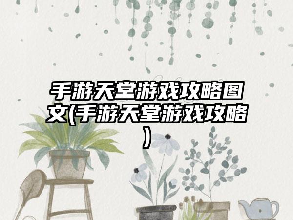 手游天堂游戏攻略图文(手游天堂游戏攻略)