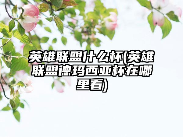 英雄联盟什么杯(英雄联盟德玛西亚杯在哪里看)