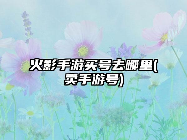 火影手游买号去哪里(卖手游号)