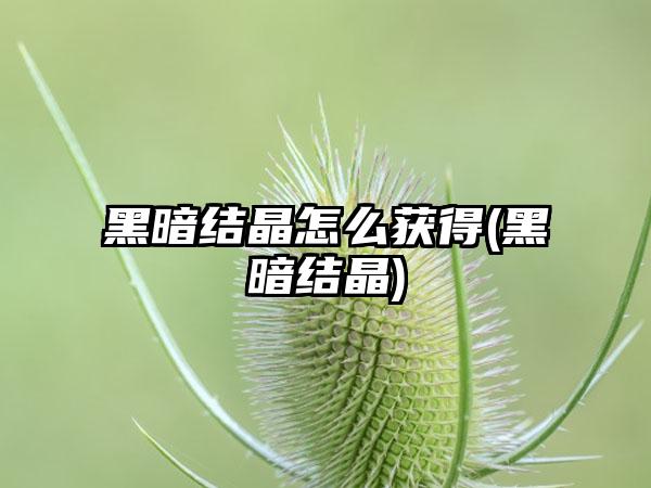 黑暗结晶怎么获得(黑暗结晶)