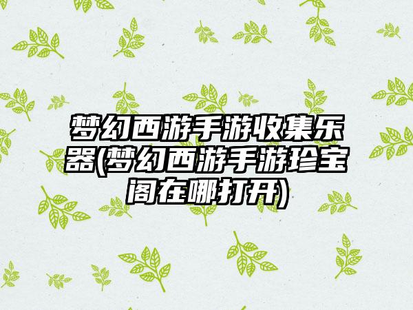 梦幻西游手游收集乐器(梦幻西游手游珍宝阁在哪打开)