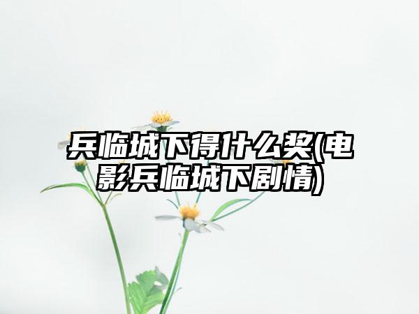 兵临城下得什么奖(电影兵临城下剧情)
