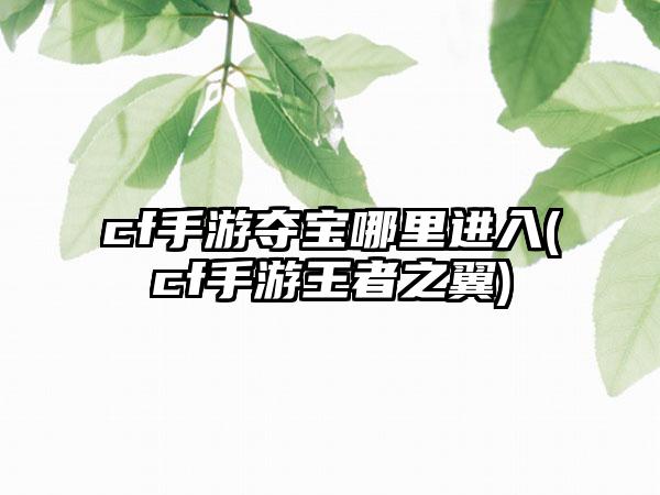 cf手游夺宝哪里进入(cf手游王者之翼)