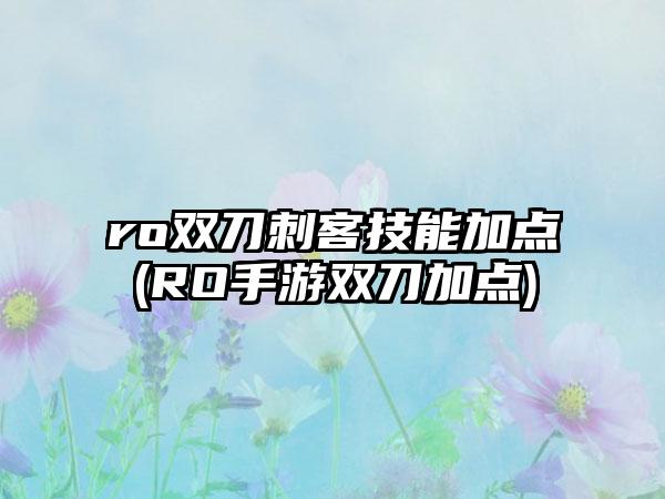 ro双刀刺客技能加点(RO手游双刀加点)