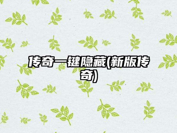 传奇一键隐藏(新版传奇)