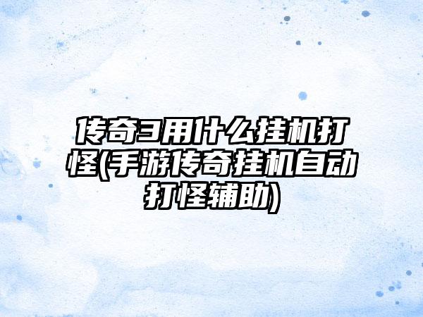 传奇3用什么挂机打怪(手游传奇挂机自动打怪辅助)