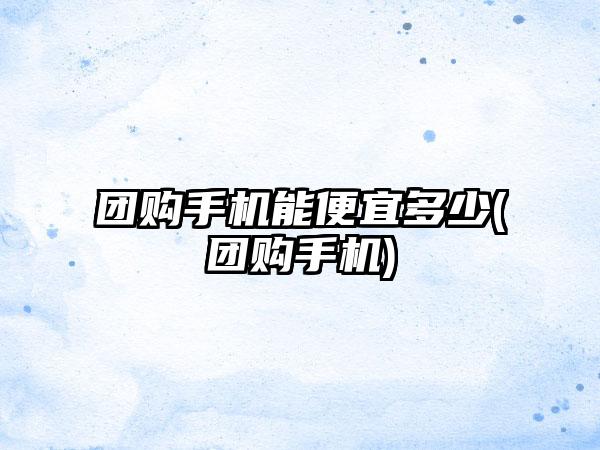 团购手机能便宜多少(团购手机)