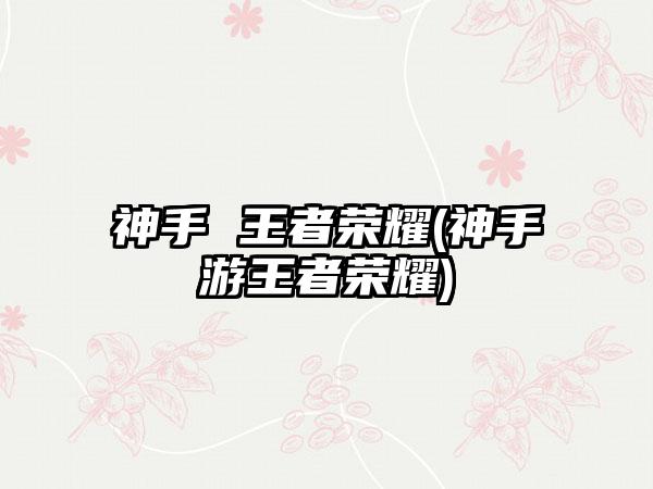 神手 王者荣耀(神手游王者荣耀)