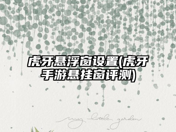 虎牙悬浮窗设置(虎牙手游悬挂窗评测)