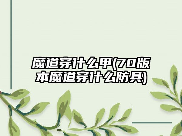 魔道穿什么甲(70版本魔道穿什么防具)