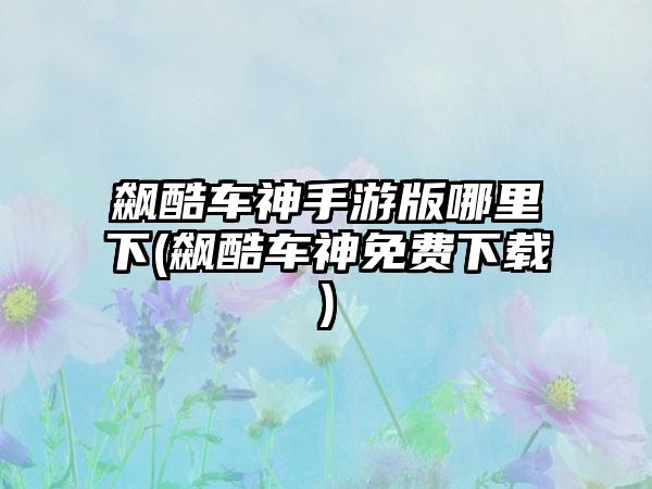 飙酷车神手游版哪里下(飙酷车神免费下载)