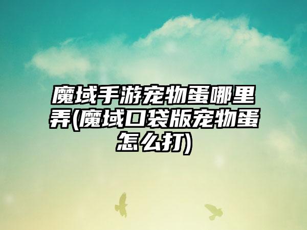魔域手游宠物蛋哪里弄(魔域口袋版宠物蛋怎么打)