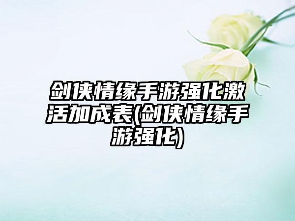 剑侠情缘手游强化激活加成表(剑侠情缘手游强化)