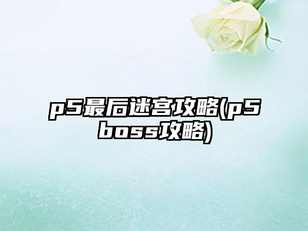 p5最后迷宫攻略(p5boss攻略)