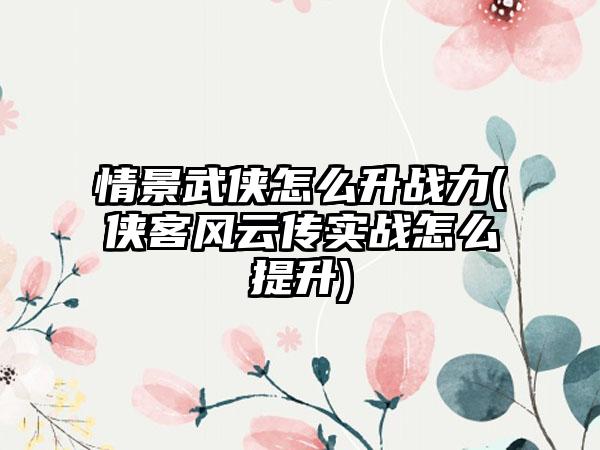 情景武侠怎么升战力(侠客风云传实战怎么提升)