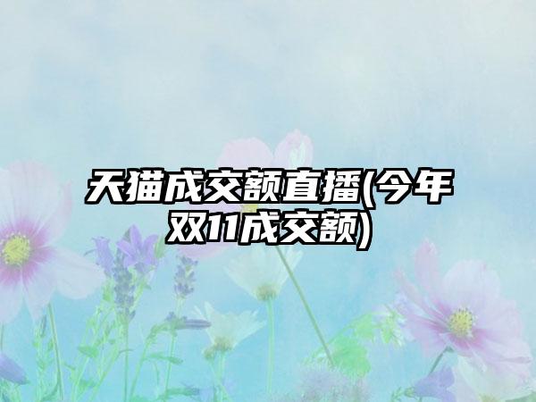 天猫成交额直播(今年双11成交额)
