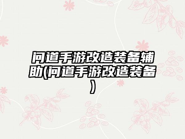 问道手游改造装备辅助(问道手游改造装备)