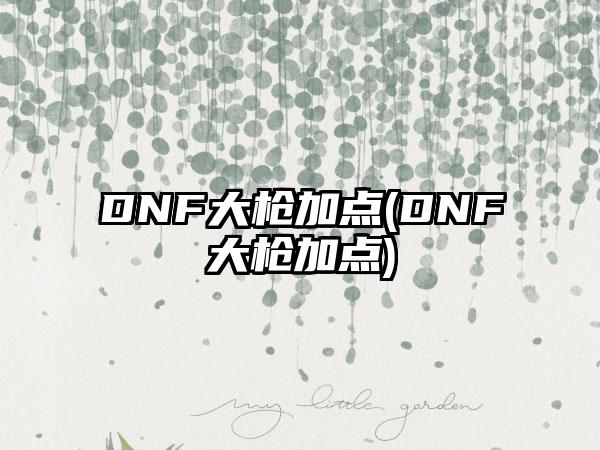 DNF大枪加点(DNF大枪加点)