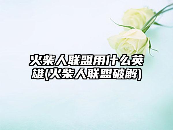 火柴人联盟用什么英雄(火柴人联盟破解)