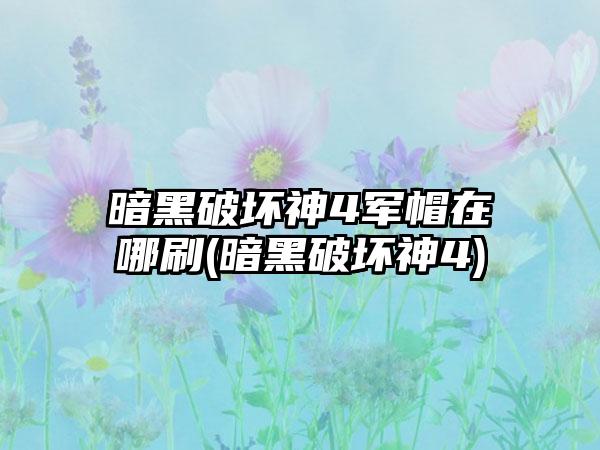 暗黑破坏神4军帽在哪刷(暗黑破坏神4)