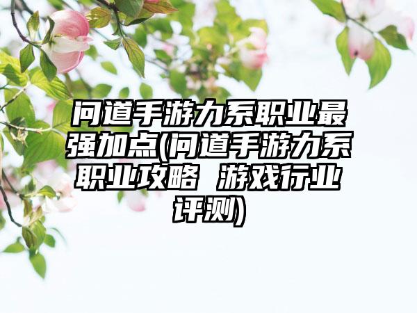 问道手游力系职业最强加点(问道手游力系职业攻略 游戏行业评测)