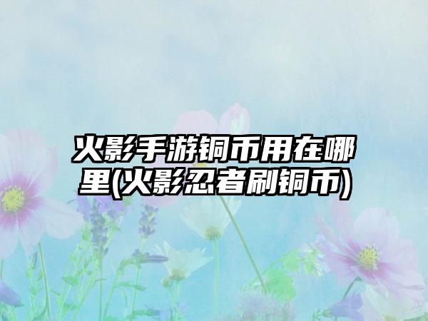 火影手游铜币用在哪里(火影忍者刷铜币)