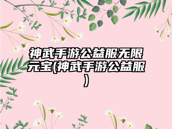 神武手游公益服无限元宝(神武手游公益服)