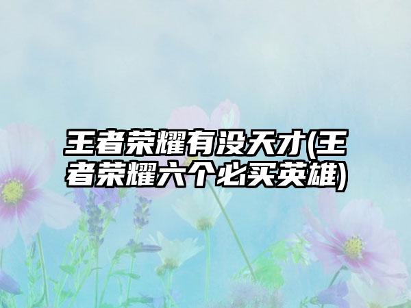 王者荣耀有没天才(王者荣耀六个必买英雄)