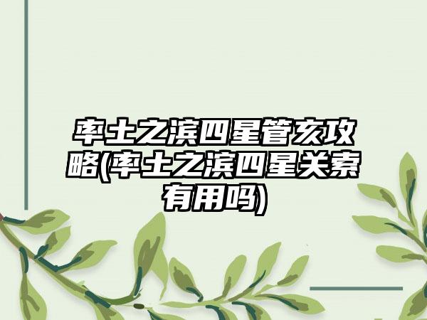 率土之滨四星管亥攻略(率土之滨四星关索有用吗)