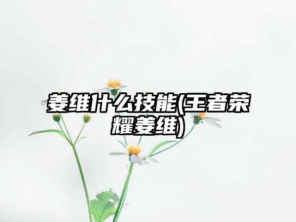 姜维什么技能(王者荣耀姜维)