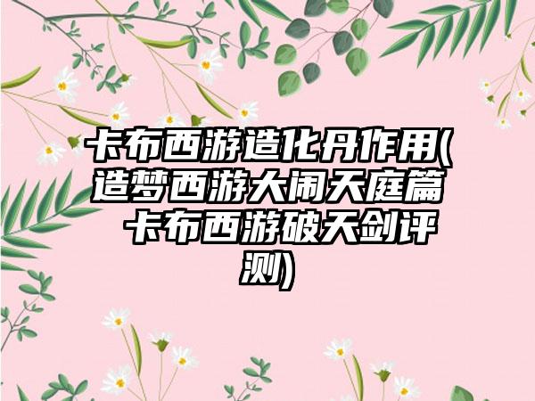 卡布西游造化丹作用(造梦西游大闹天庭篇 卡布西游破天剑评测)