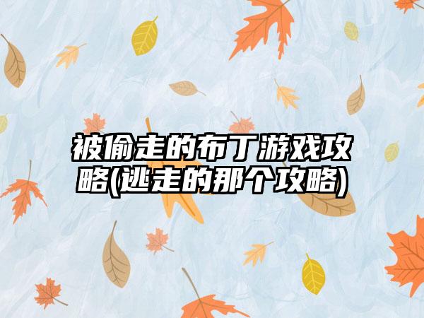 被偷走的布丁游戏攻略(逃走的那个攻略)