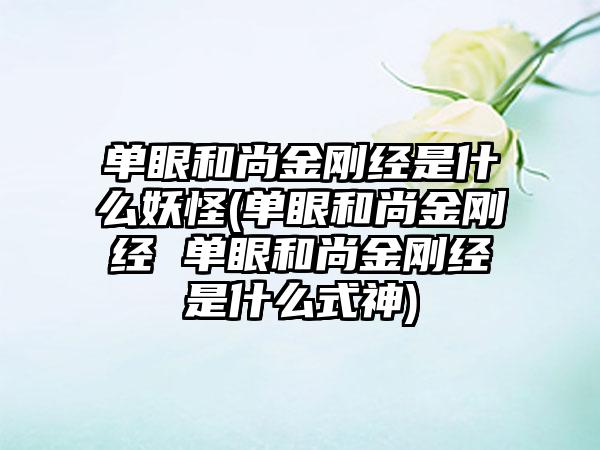 单眼和尚金刚经是什么妖怪(单眼和尚金刚经 单眼和尚金刚经是什么式神)