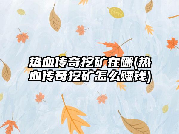 热血传奇挖矿在哪(热血传奇挖矿怎么赚钱)