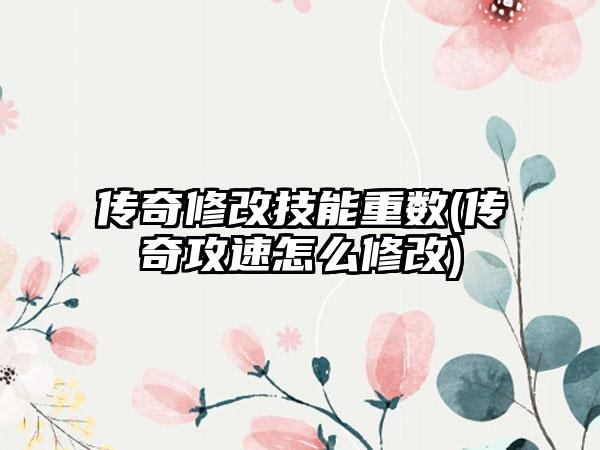 传奇修改技能重数(传奇攻速怎么修改)