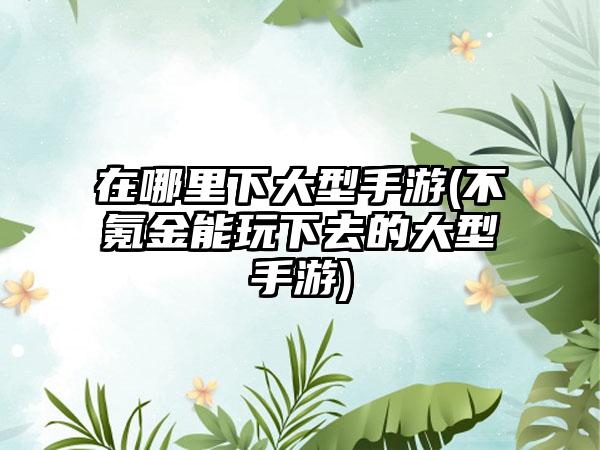 在哪里下大型手游(不氪金能玩下去的大型手游)